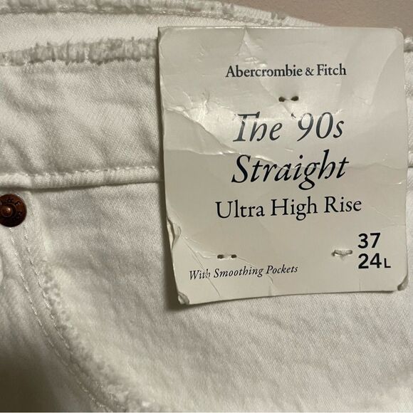 NWT Abercrombie & Fitch 90’s Straight Ultra High Rise in White- Size 37 (24L) - Picture 7 of 10